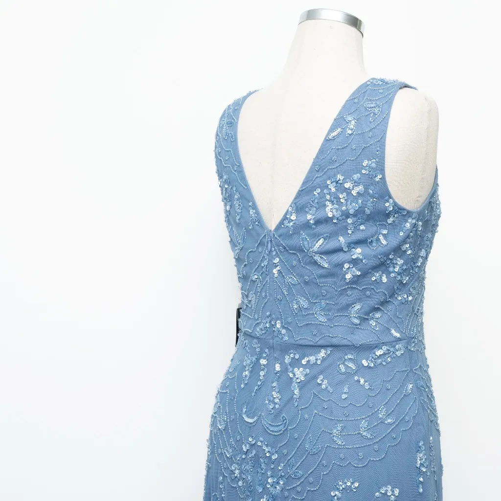 Adrianna Papell Hand-Beaded Ankle-Length Dress in French Blue Size 10 NWT - Image 13