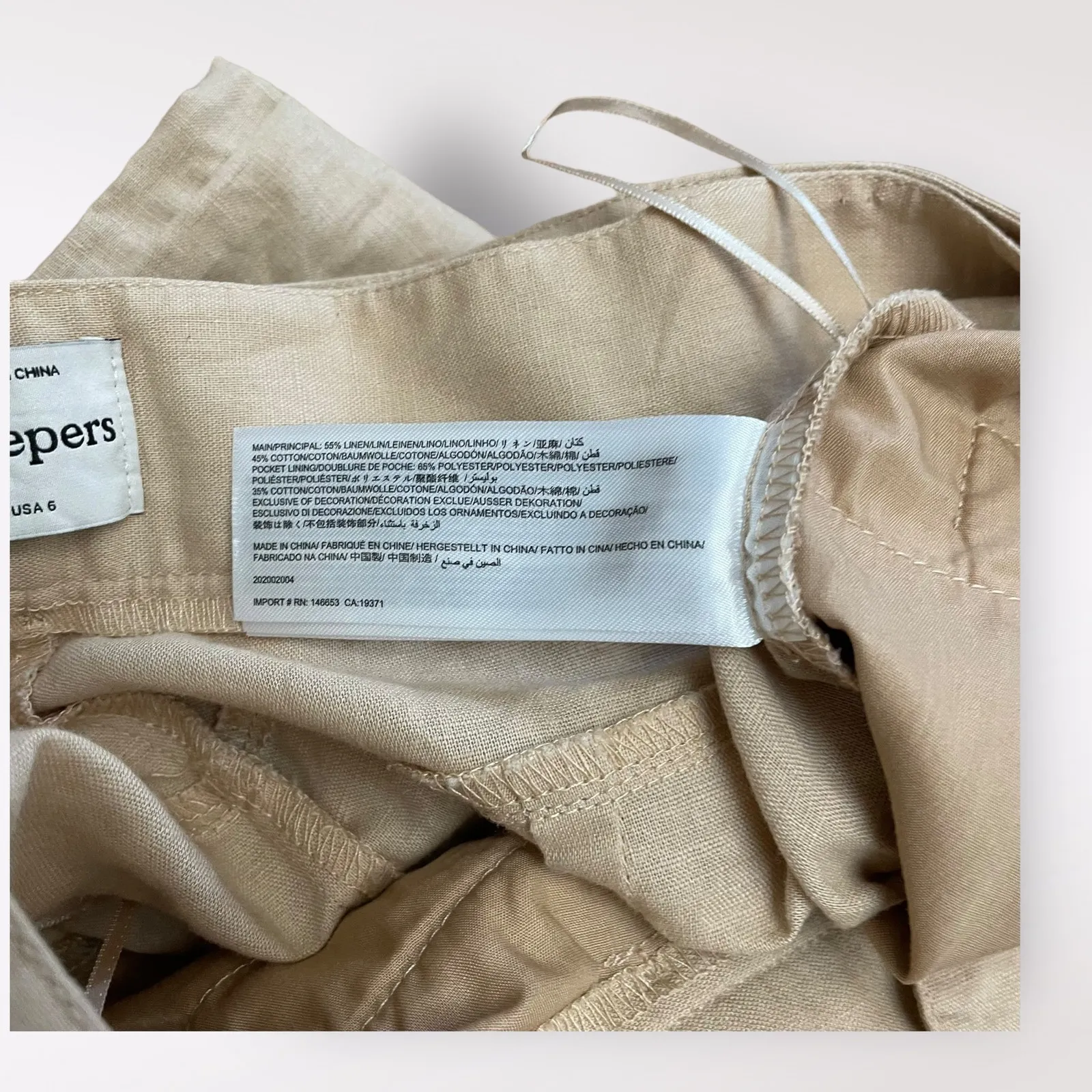 Finders‎ Keepers Pants Belted Size US 6 Tan Linen and Cotton - Image 7