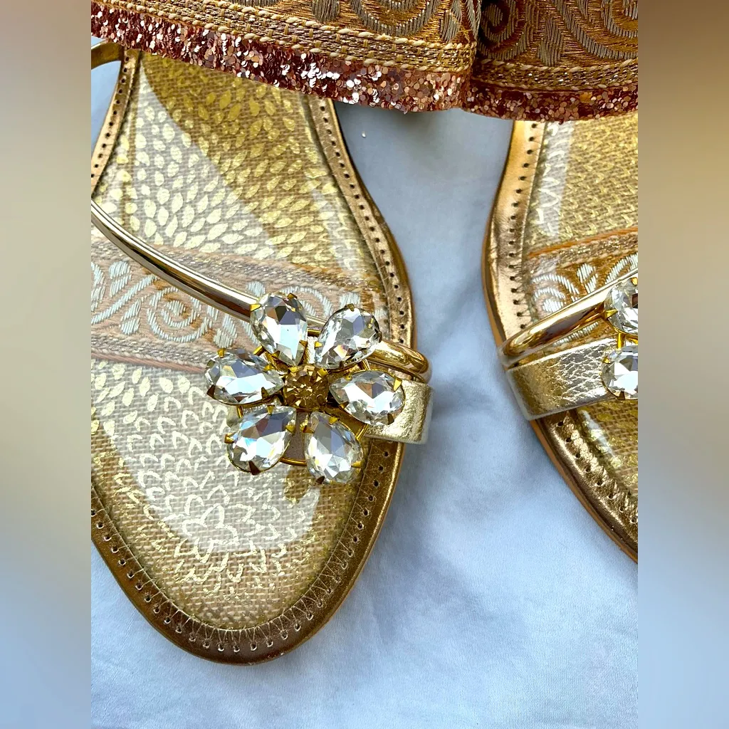 Dressy Gold Embellished Sandals🔥🔥🔥 Size 8 - Image 6