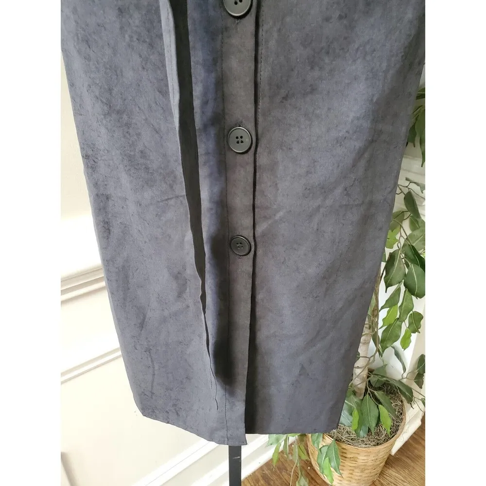 Noblemoon Womens Blk Polyester Long Sleeve Collared Button Down Shirt Jacket XL - Image 4