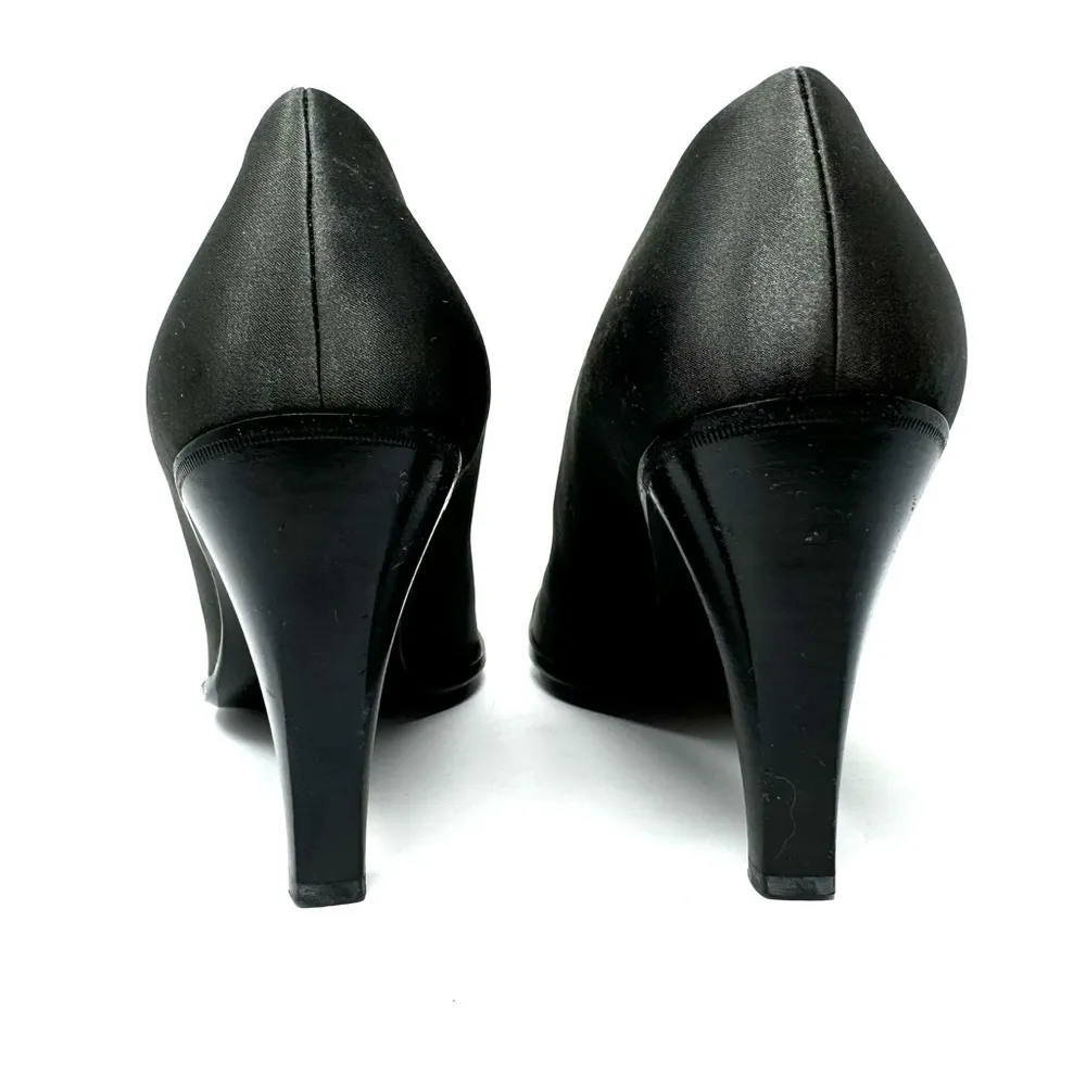 JOAN HELPERN steel gray satin heels, made in Italy, size 9 - Image 8