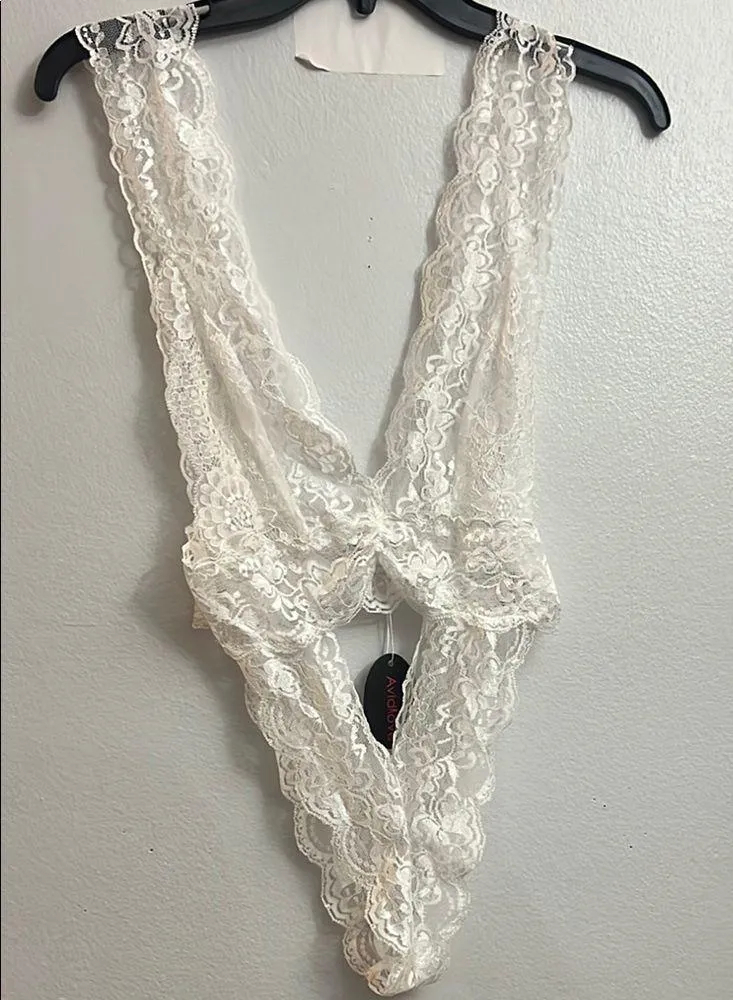 NEW Sexy White Lace Bodysuit teddy M Size M - Image 2