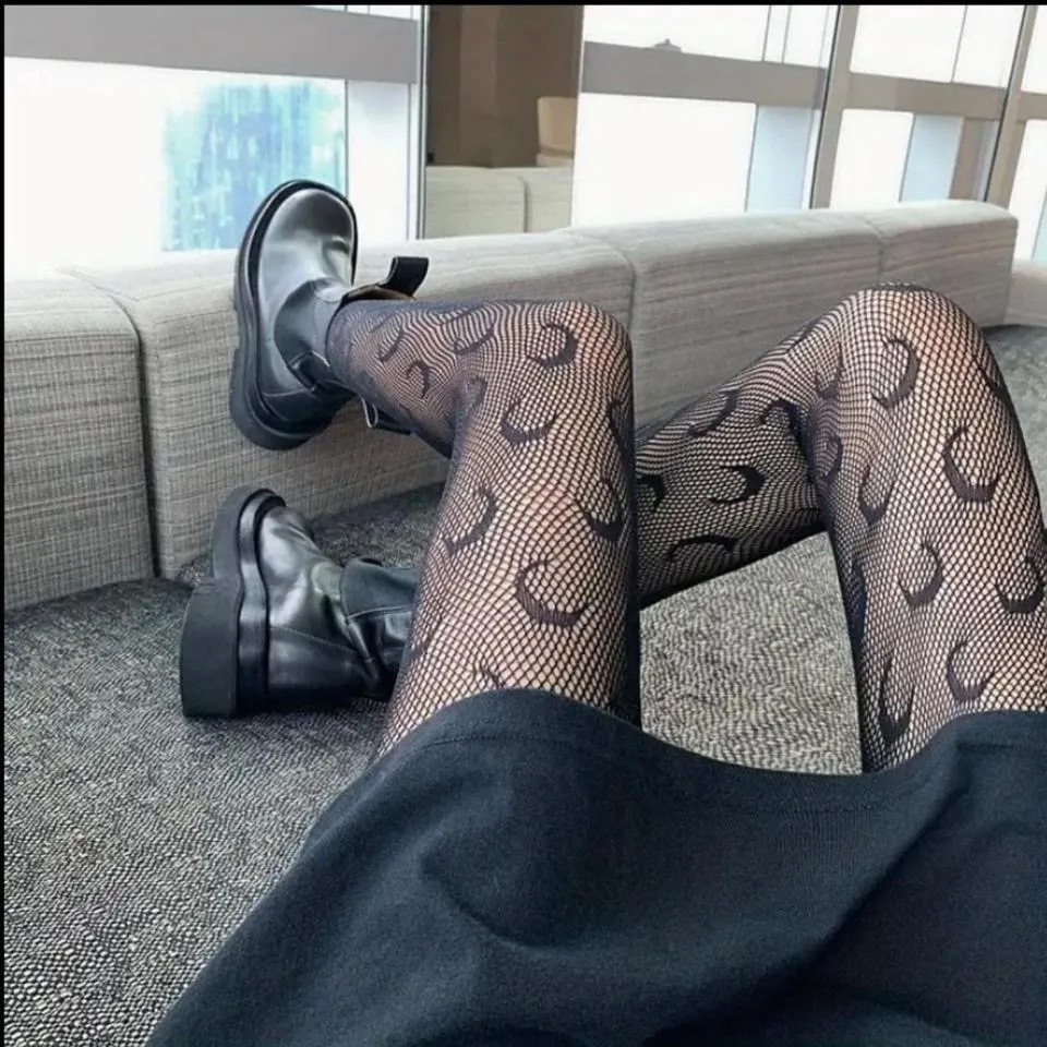Women’s Sheer Moon Pattern Fishnet Tights - Image 5