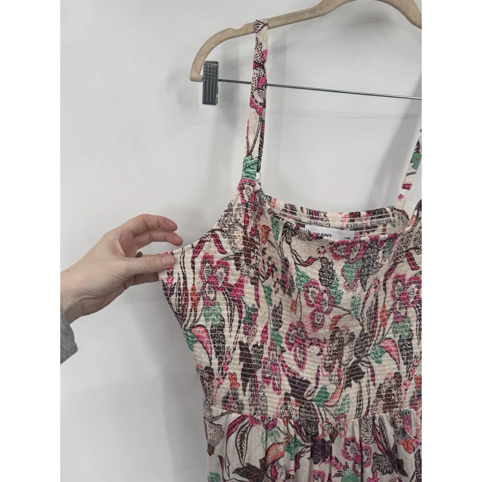 Old Navy Floral Cami Midi Dress Women XL Ivory Peasant Cottage Bohemian Preppy - Image 9