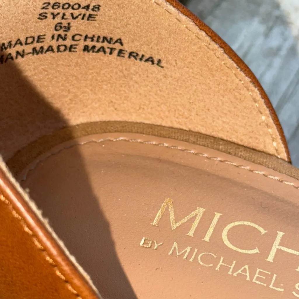 Michael Shannon Sylvie Tan Espadrille Wedge Sandals Brown Vegan Leather size 6.5 - Image 8