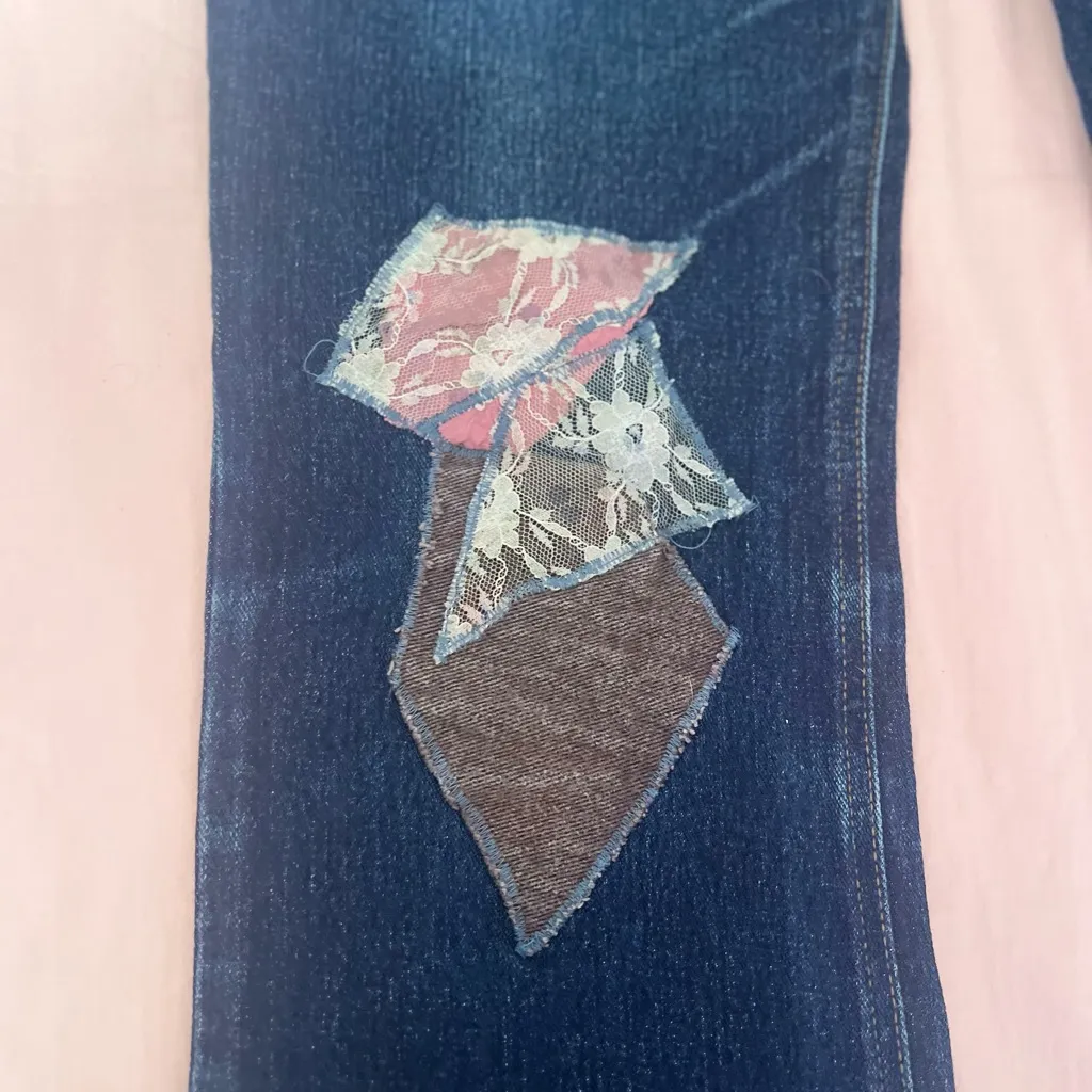 Mudd  Women's Dark Blue Patchwork Jeans - Image 4