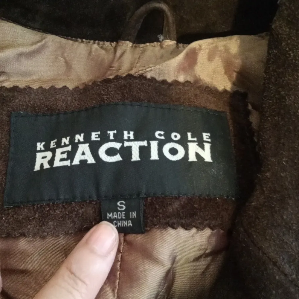 Kenneth Cole Reaction Chocolate Brown Leather Acadamia Y2k Jacket Small - Image 5