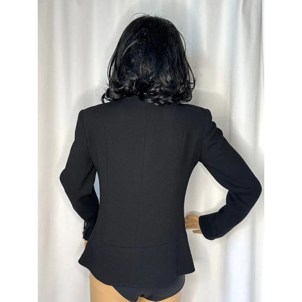 Vtg Albert Nipon pure wool black double breasted military style blazer Small - Image 12