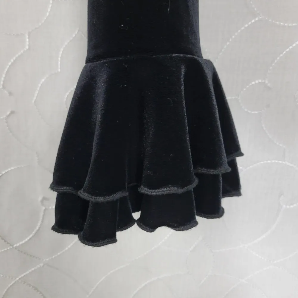 Joseph Ribkoff Womens Veston/Jacket Size 8 Black Velvet Ruffles Crop Long Sleeve - Image 5