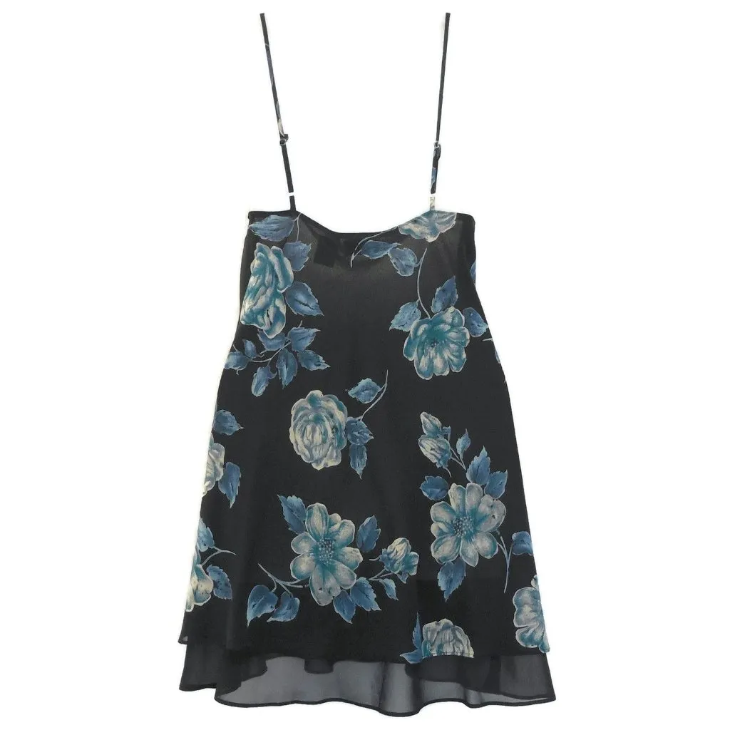 Lingerie Cacique Nightgown & Robe sz xs/s NEW/NWT Navy Blue Roses Floral Chiffon - Image 4