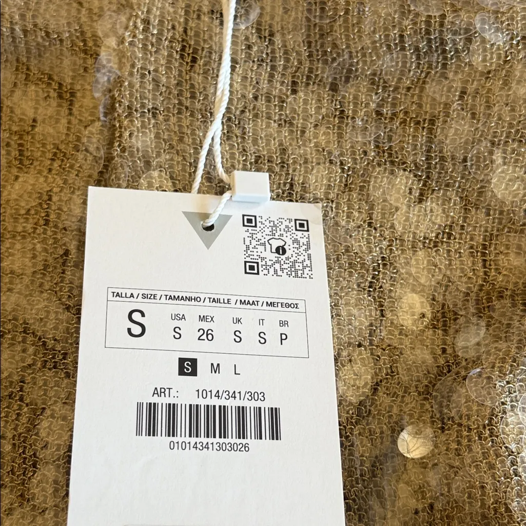 BNWT Zara Gold Sequin High Waisted Wide Leg Pants Sparkly Glam Statement Festive - Image 6