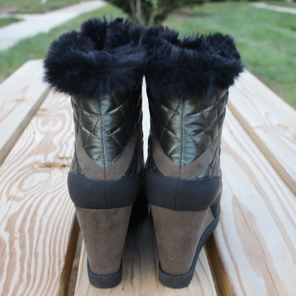 Jessica Simpson Fur Brixel Wedge Bootie - Green Sz 9 - Image 6