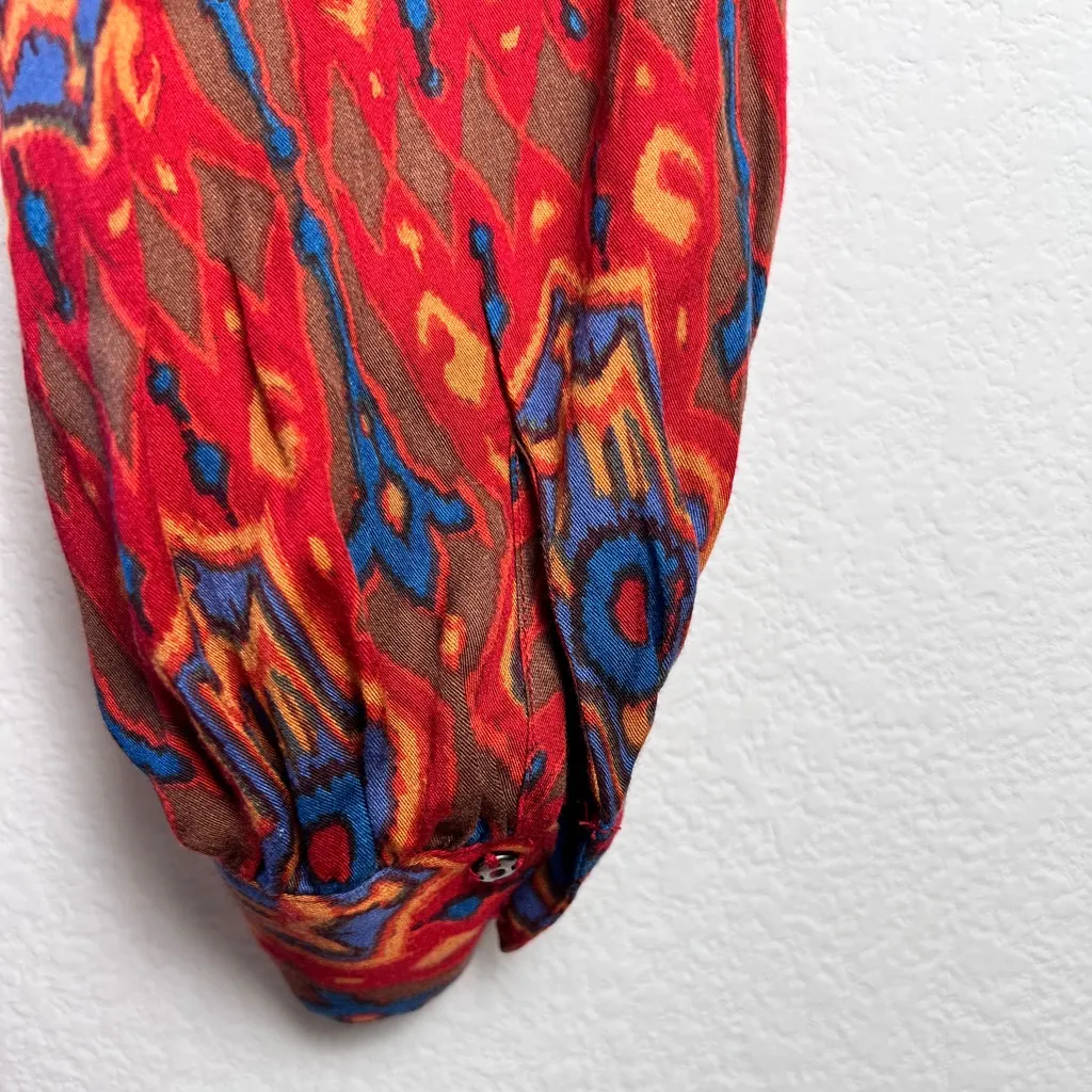 Anthropologie Tiny Red Rosemary Tunic Dress‎ Small Belted Long Sleeves Boho - Image 7