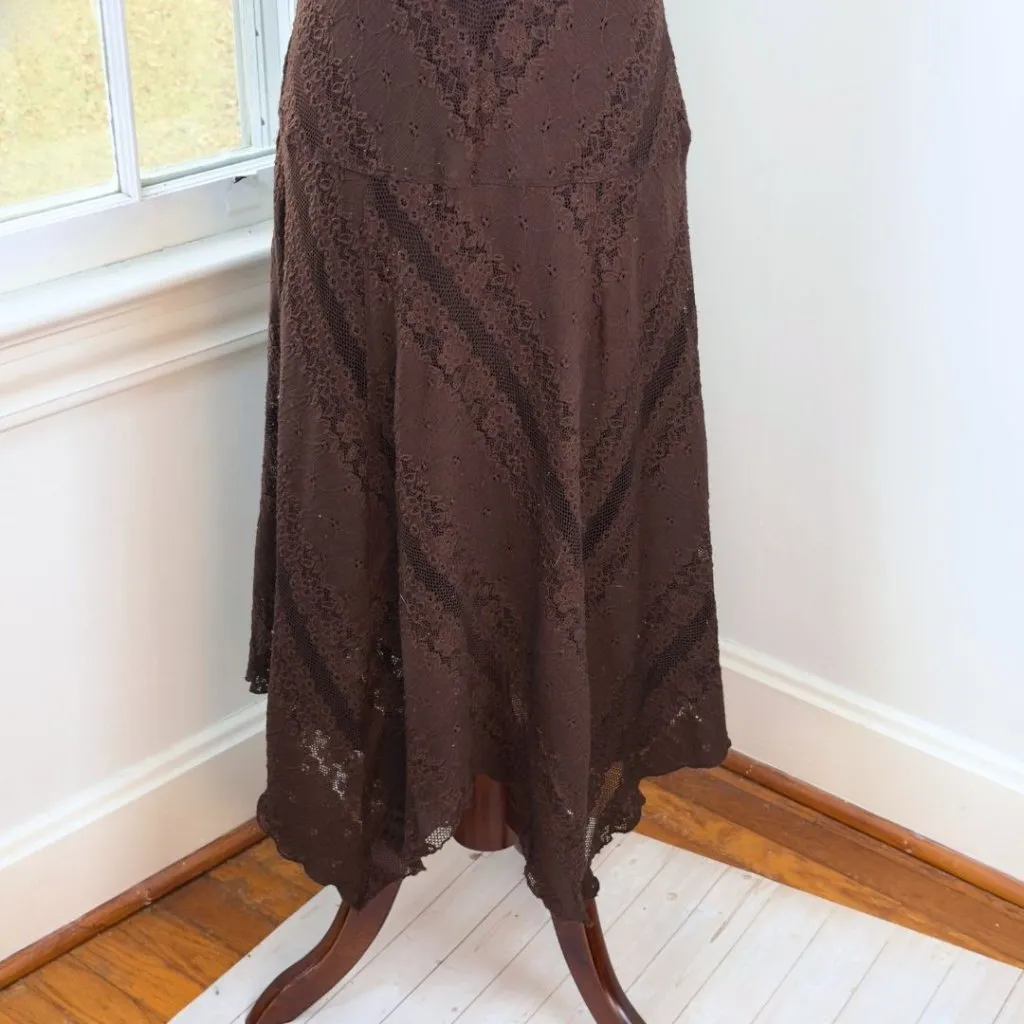 Brown Lace Handkerchief Dress Rabbit Rabbit Rabbit Lined Size 10 Fairy - Image 4