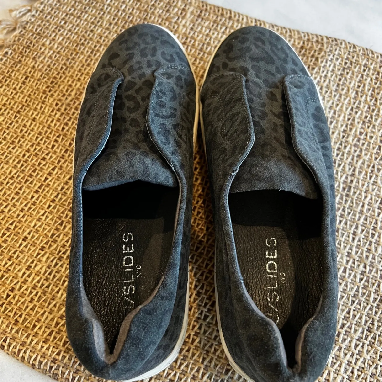 J/Slides NYC Women's Leopard Print Suede Leather Slip On Sneakers 7.5 - Image 5