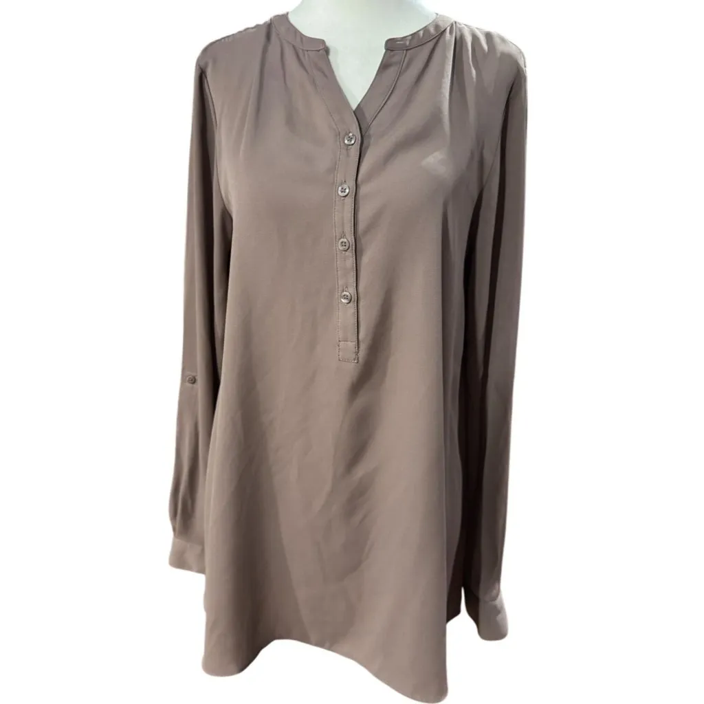Simply Vera Vera Wang Womens M Top Long Sleeve Blouse Taupe Brown Office wear Size M - Image 2