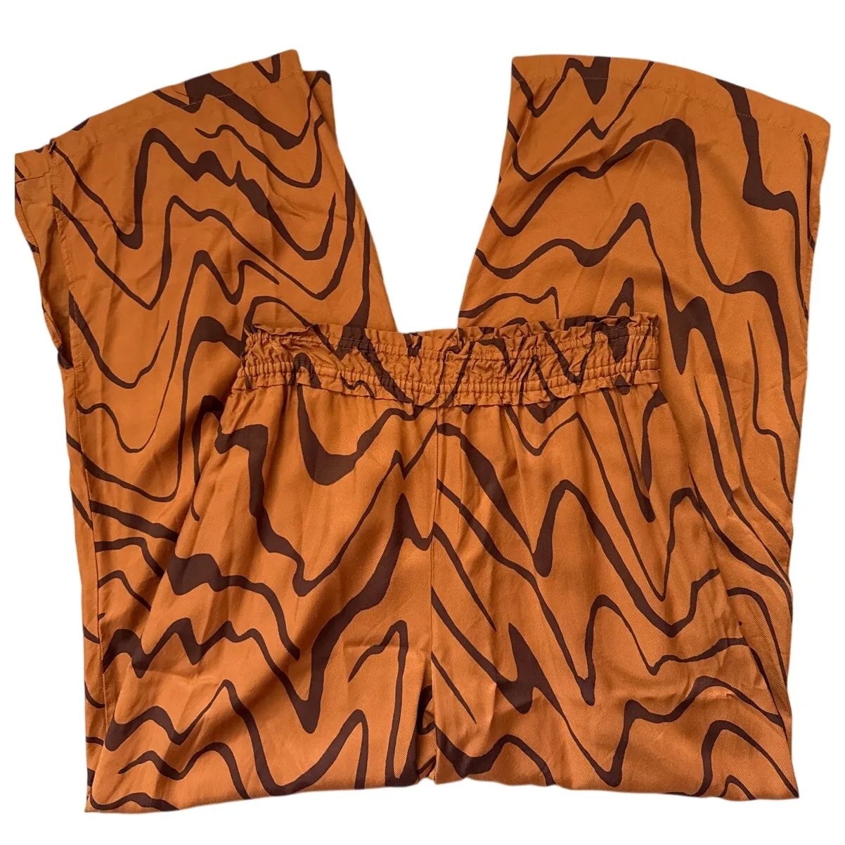 Anthropologie Split Hem Wide Leg Pull On‎ Pants in Abstract Brown Size Small - Image 6
