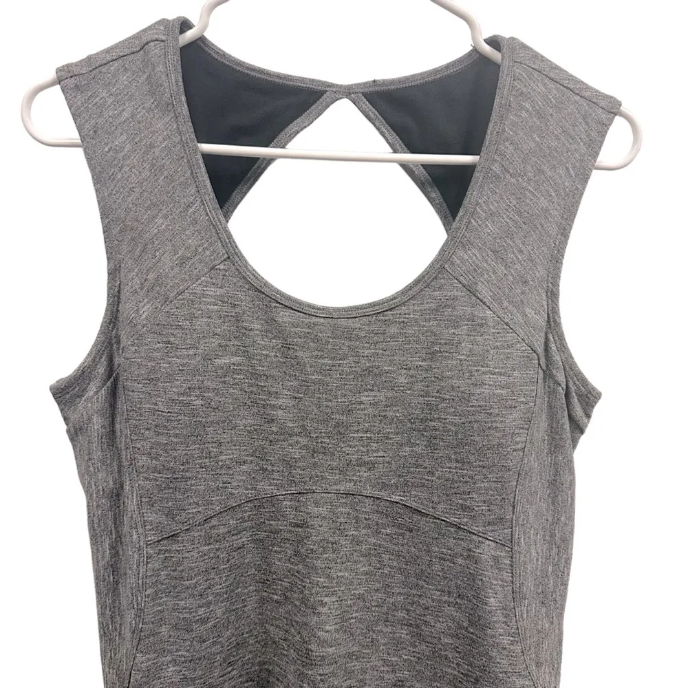 prAna Calico Gray Open Back Sleeveless Built in Shelf Bra Athletic Dress Small - Image 11
