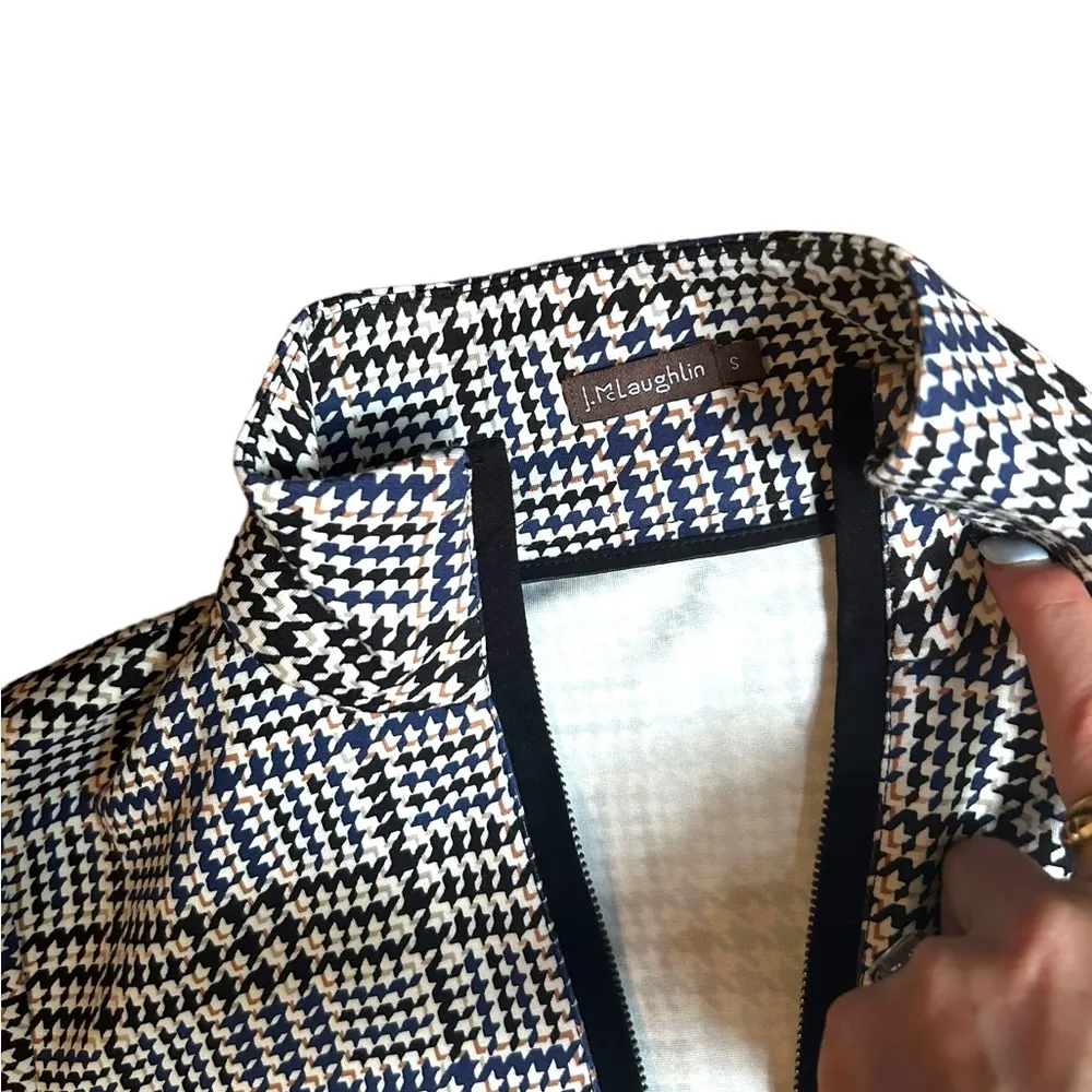 J. McLaughlin  Bedford Aspen Glenn Plaid dress Cream Black Navy Size Small - Image 4