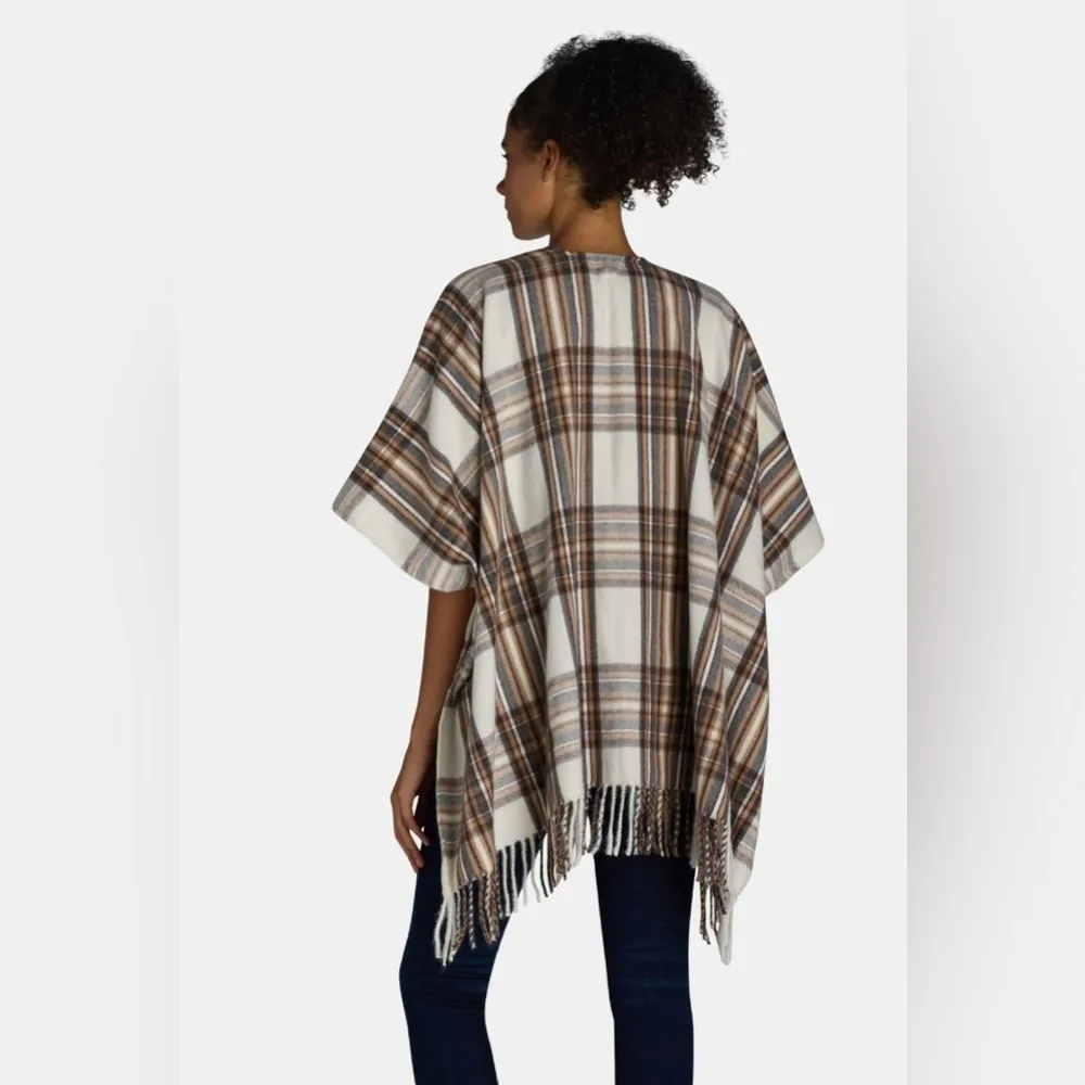 Time and Tru Plaid Ruana Poncho Sweater Wrap |‎ one size Size undefined - Image 2