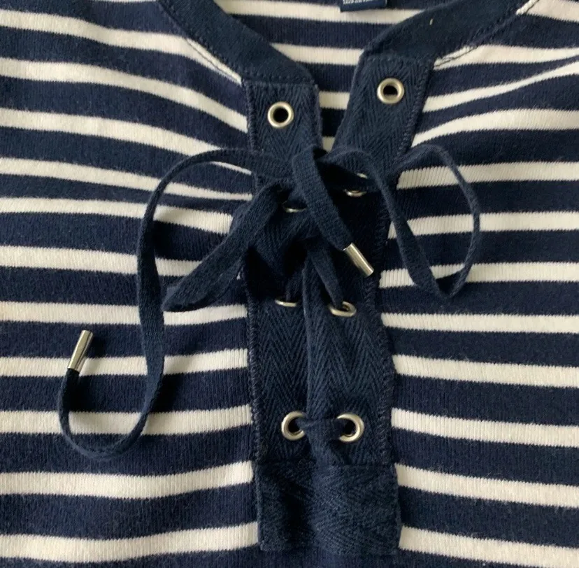 Petite Striped Fitted Lace Up Dress - Image 4