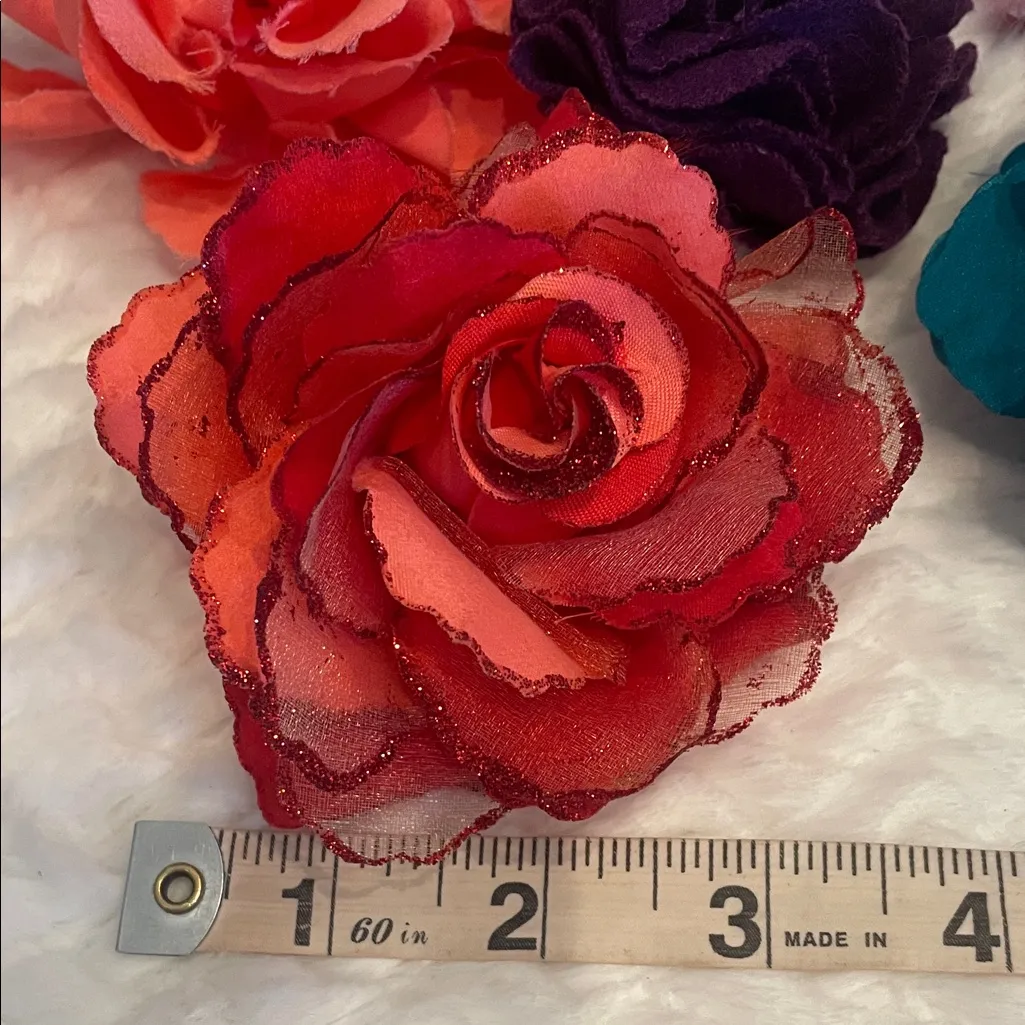 Colorful Floral Hair Accessories Set or lapel pins Red - Image 4