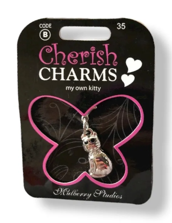 Cherish Charms My Own Kitty Cat Charm Silver Tone Silvertone for‎ Bracelet NEW - Image 1