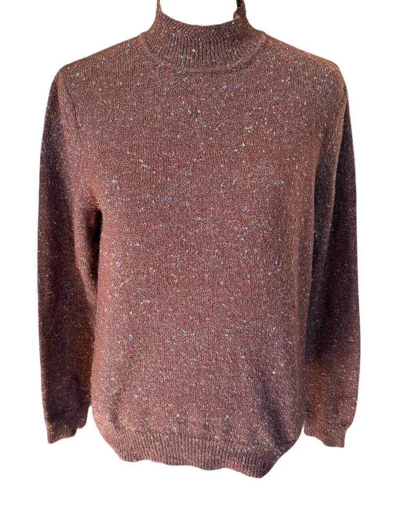 Alfred Dunner Petite PS burgundy brown long sleeve mock neck sweater - Image 1