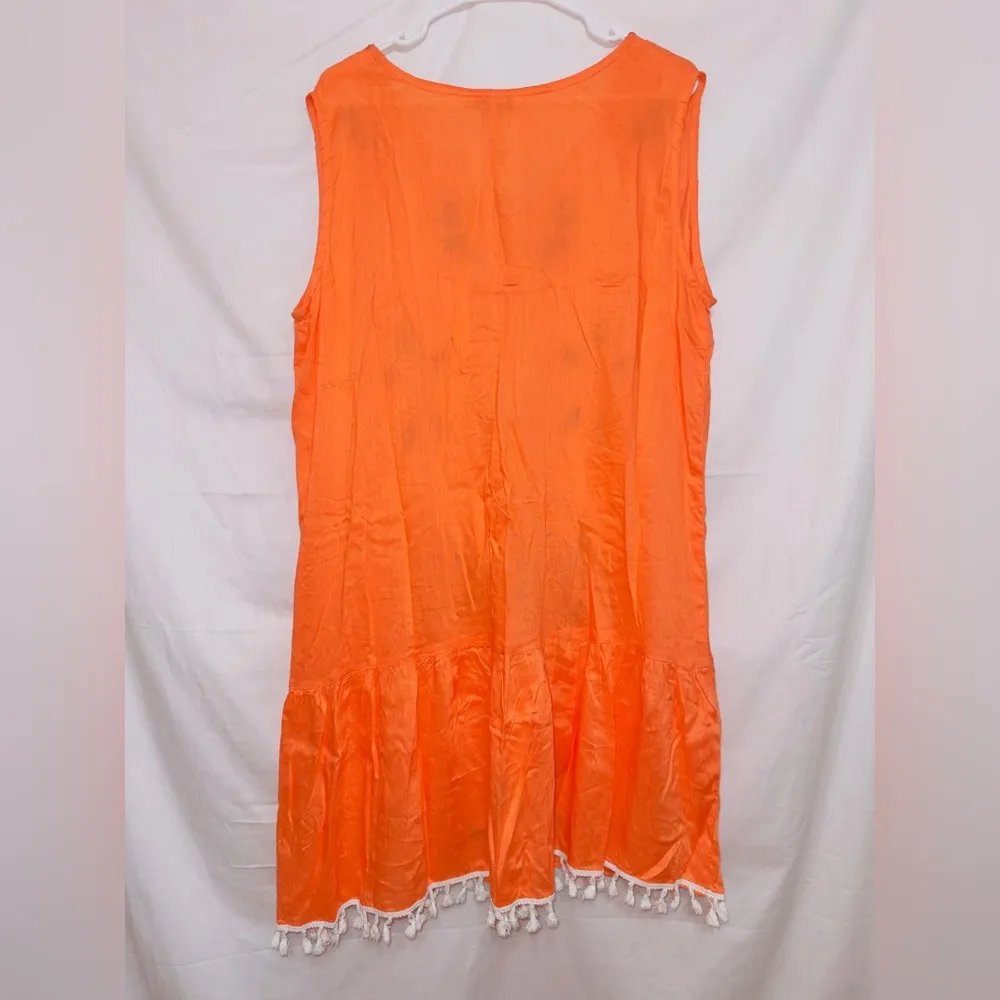Anandas NWT Orange Sleeveless V Neck India Shift Dress size XL - Image 5
