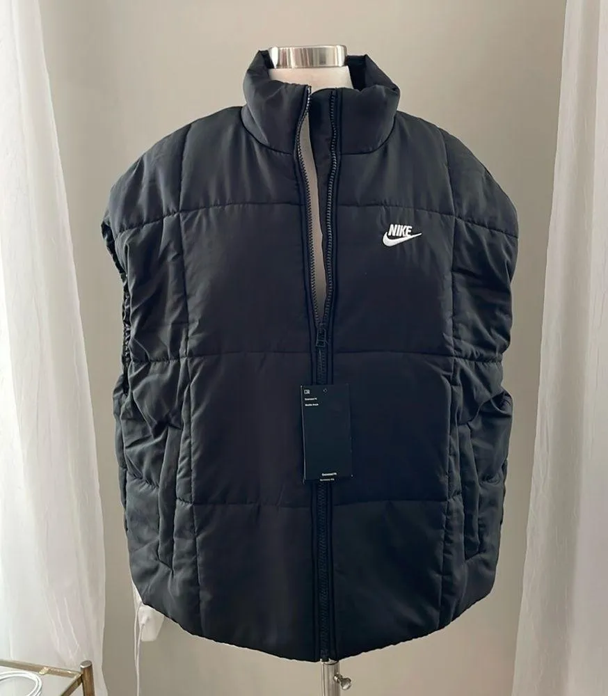 Sportswear Black Puffer Vest Therma-Fit Oversized FB7679-010 Women's M - Image 3