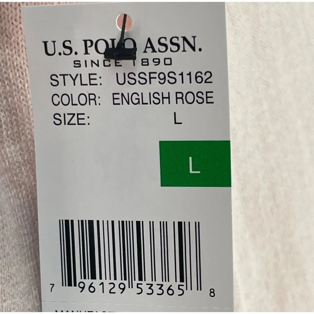 US Polo Assn Sweater Womens L Rose Pink Star Knit Pullover Layering Crew Neck NE - Image 7