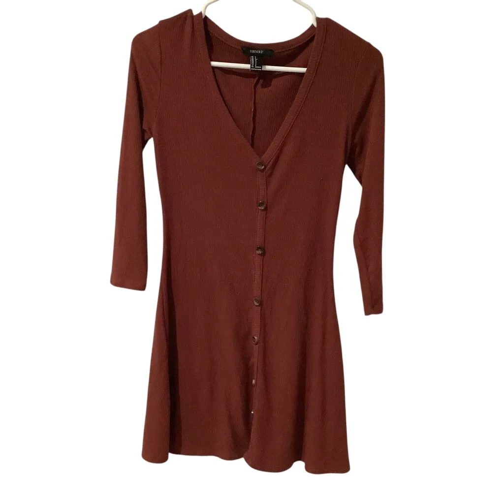 Forever 21 Rust Colored Long Sleeve Dress EXCELLENT CONDITION Size S - Image 5