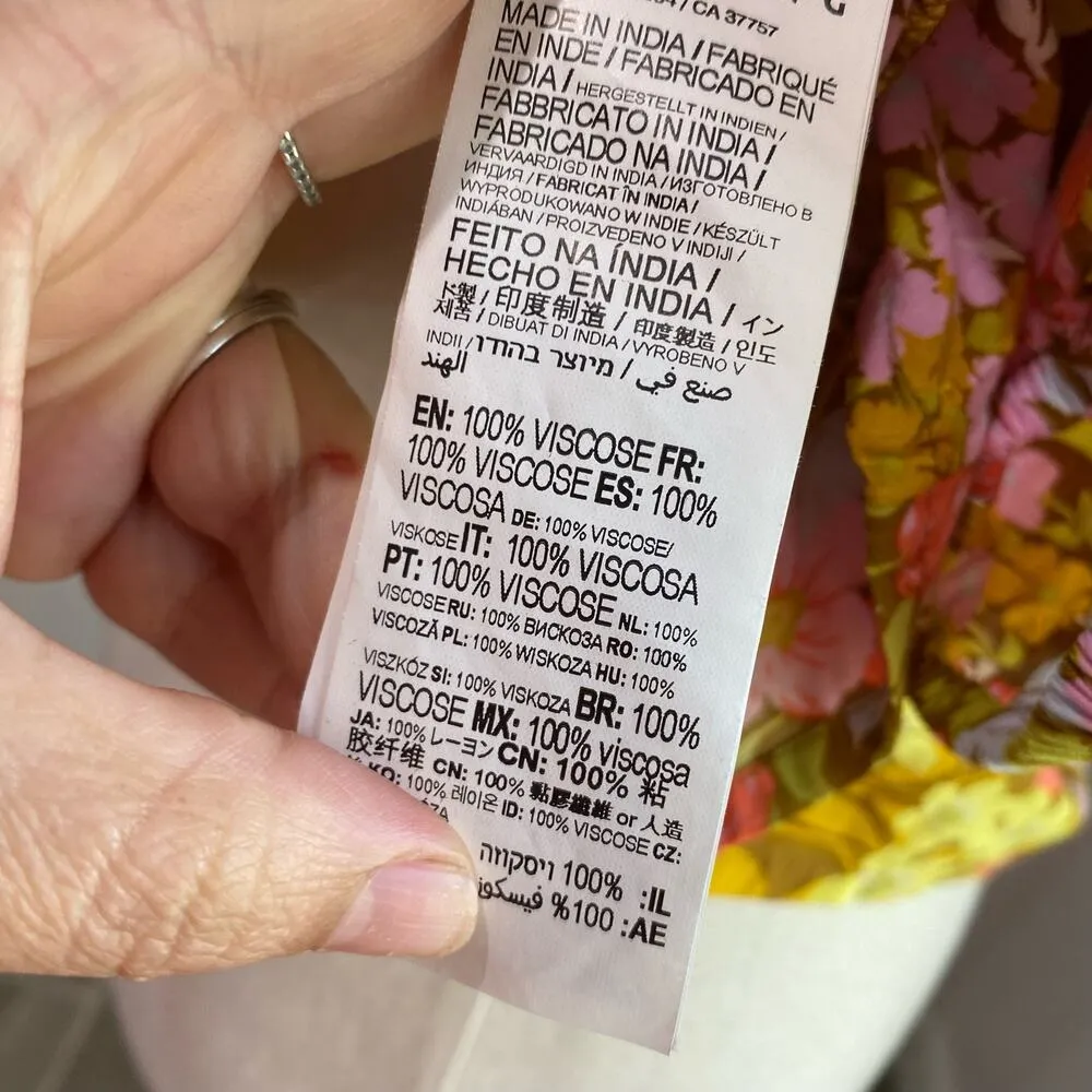 Billabong Beach Floral Puff Sleeve Beachy Daze Blouse Size Large - Image 5