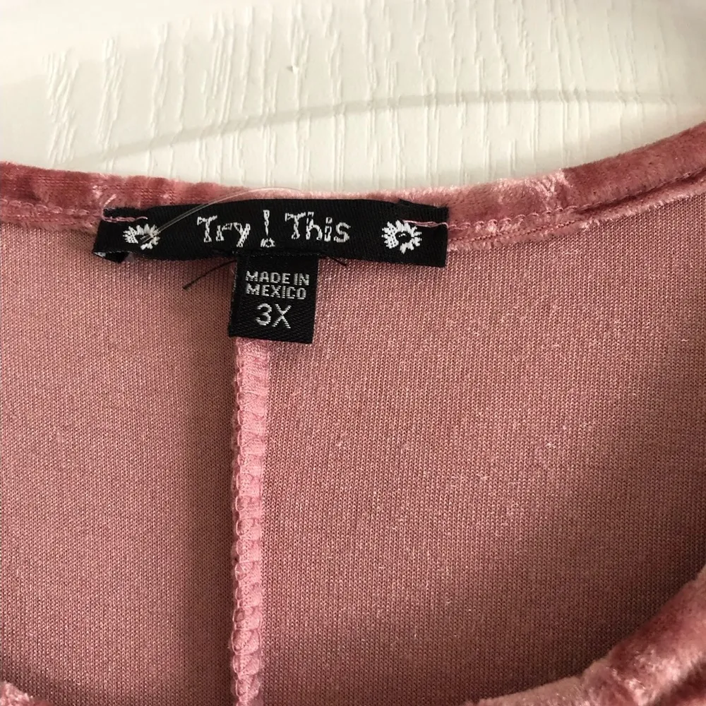 Velour Pink Short Sleeve Mini Dress Size 3X - Image 4