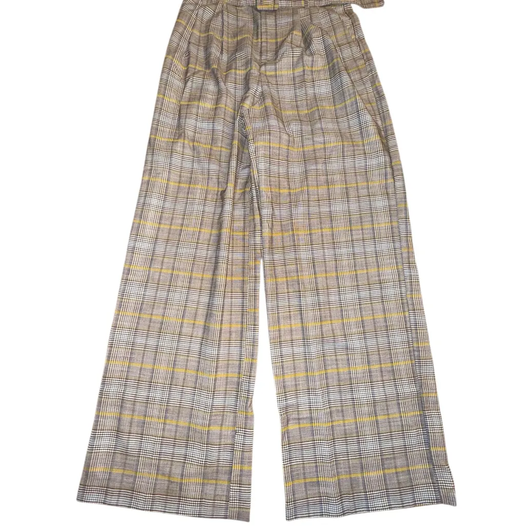 A NEW DAY Plaid Belted High Waisted Wide Leg Trouser Pants - Image 3