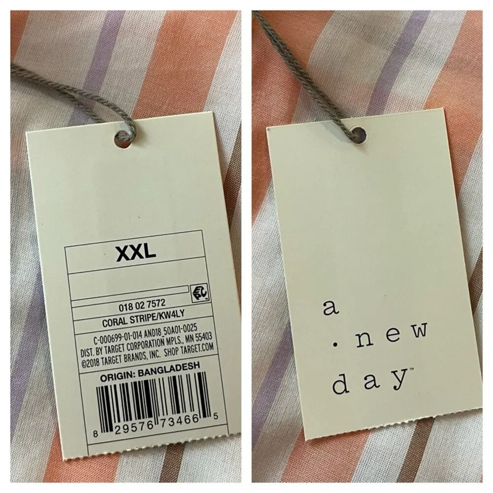 A New Day Target Button Down Blouse Long Sleeves Peach Stripes NEW Women’s XXL - Image 11