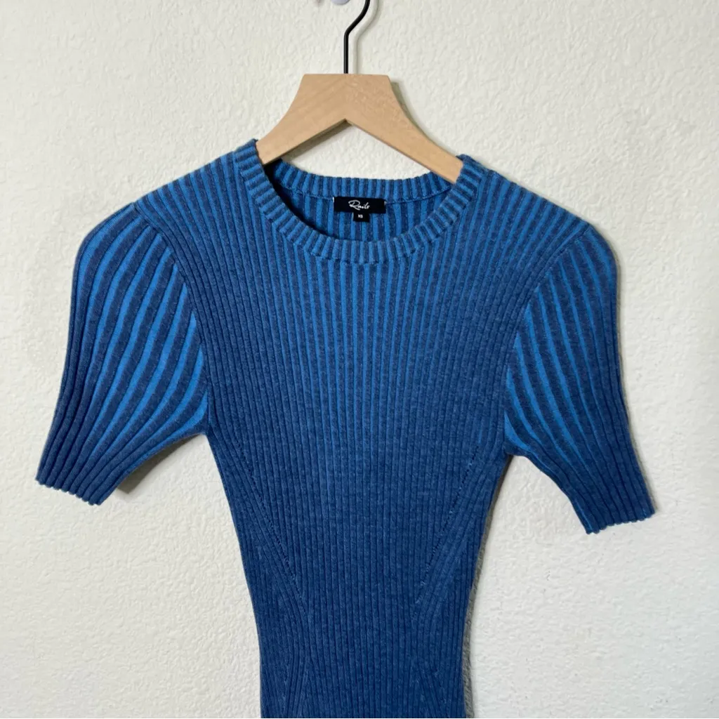 Rails Genesis Blue Lake Melange Ribbed Short Sleeve Knit Sweater Dress Size XS - Image 10