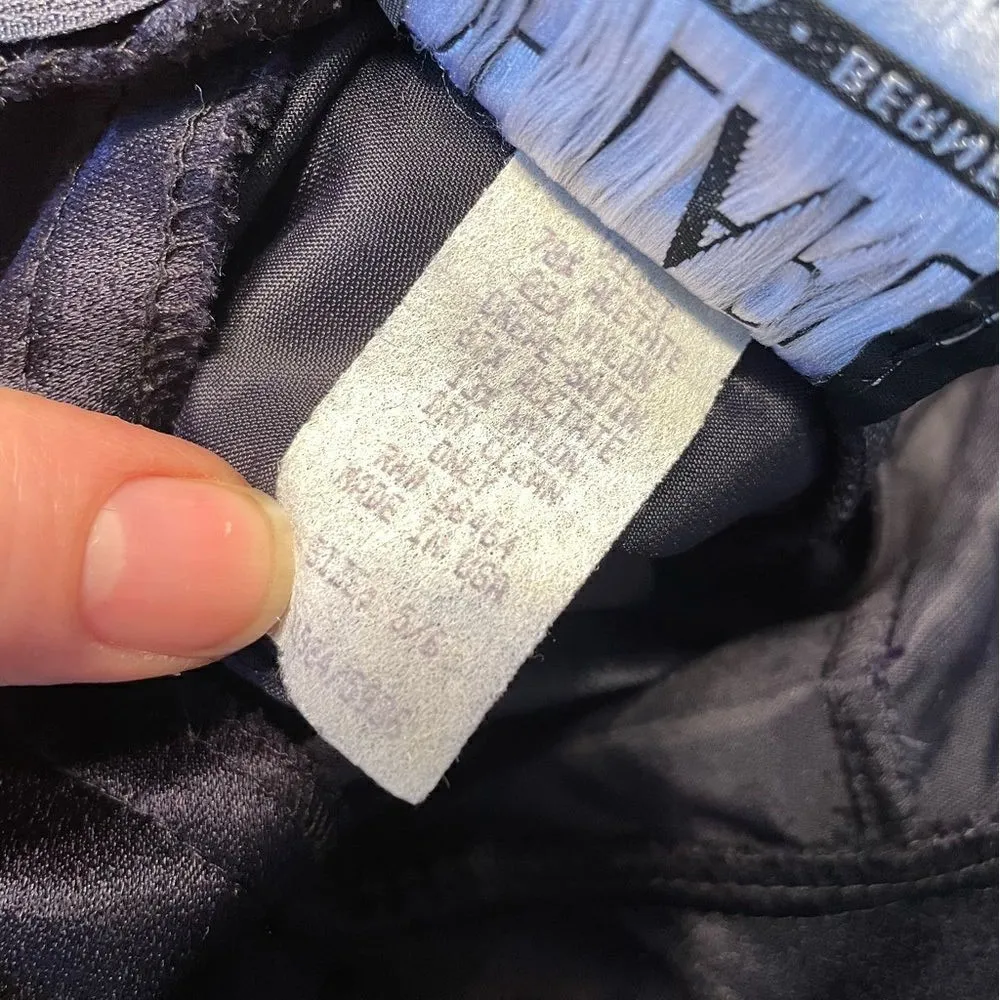 90s Vintage De Laru Linda Bernell Velvet Gown Front Slit Bow Rhinestone‎ 5/6 Purple Size undefined - Image 15