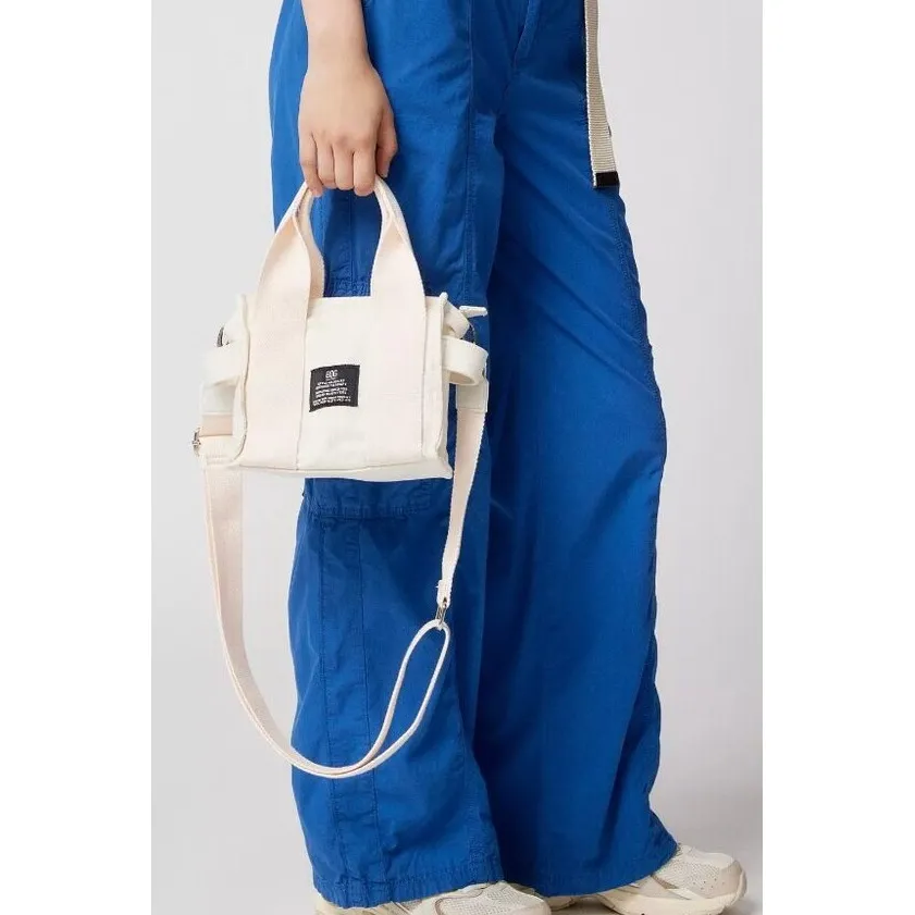 BDG White Canvas Mini Tote Bag Crossbody Adjustable Strap Urban Outfitters - Image 3