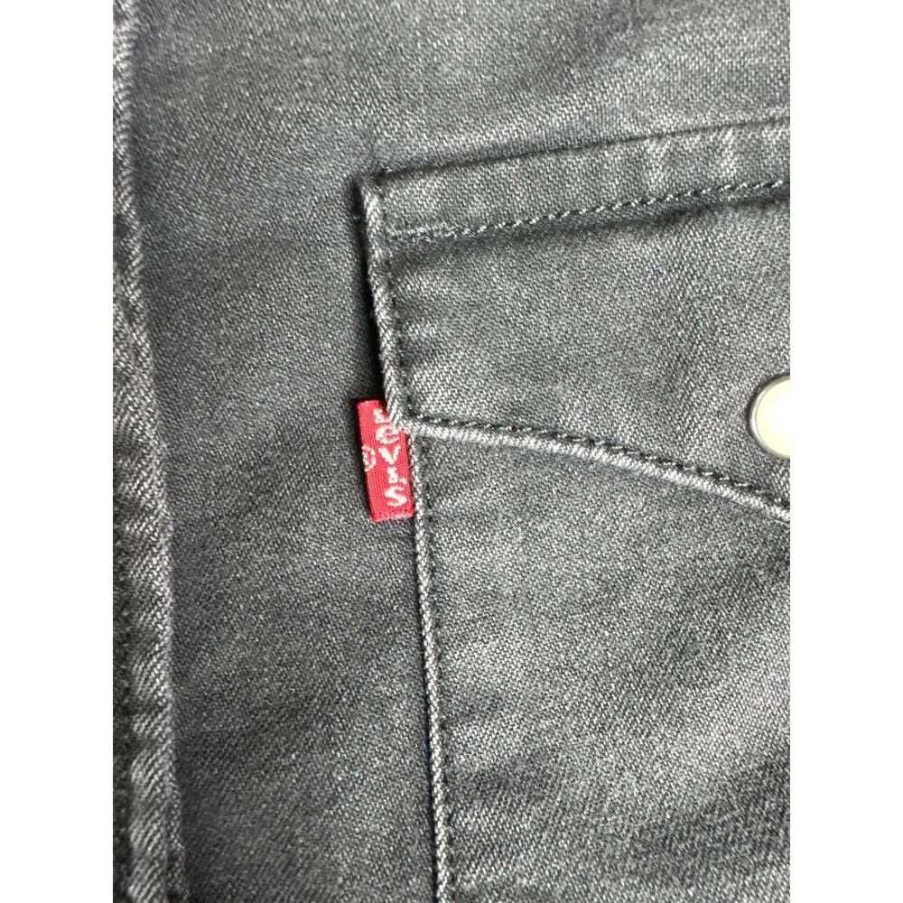 Levi’s Standard Fit Pearl Snap Button Down Shirt XS Grey Fringe Western Gray - Image 5