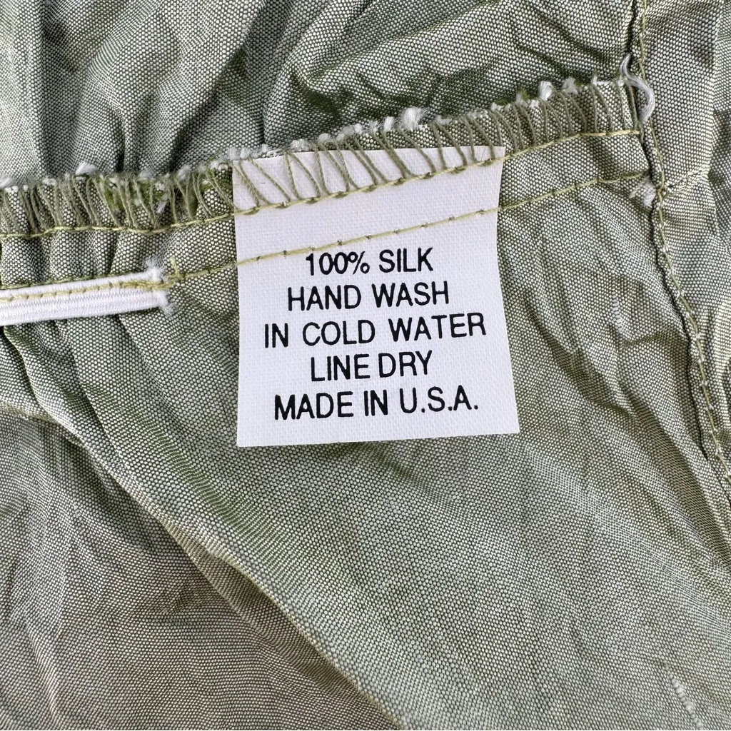 Judy Tampa 100% Silk Olive Green Ruched Stretchy Ties Sleeveless Top Size Small - Image 7