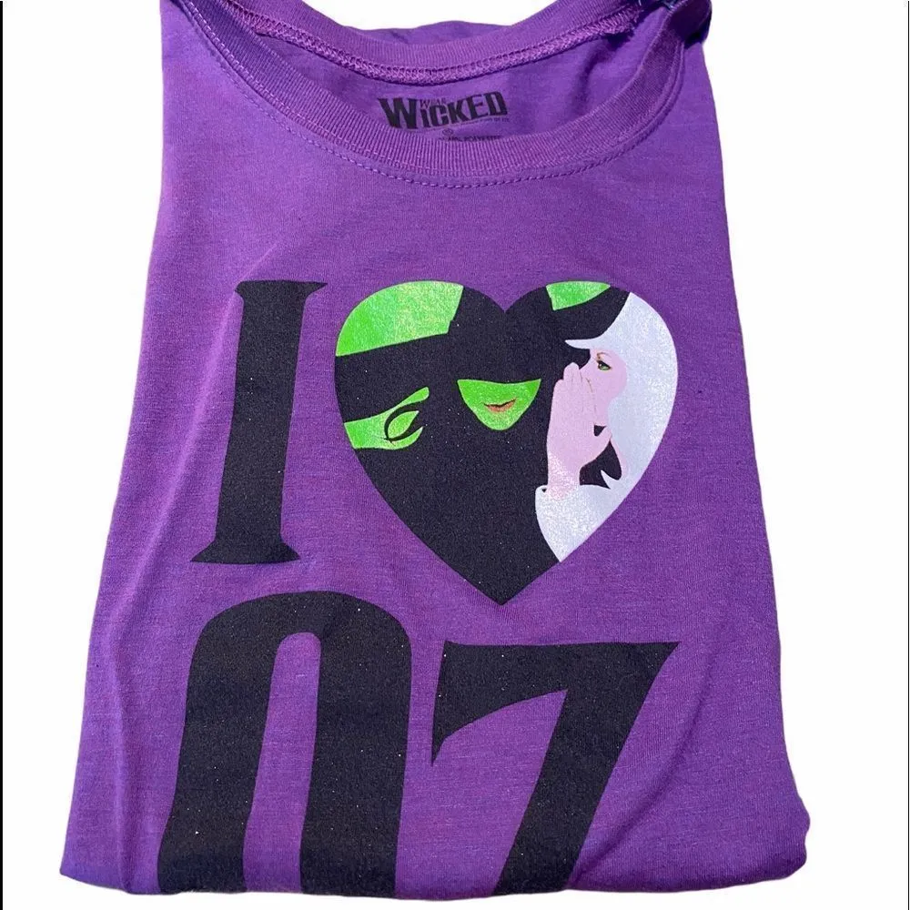 Wicked I Love OZ Purple Short Sleeve Graphic Tee Size XL - Image 2