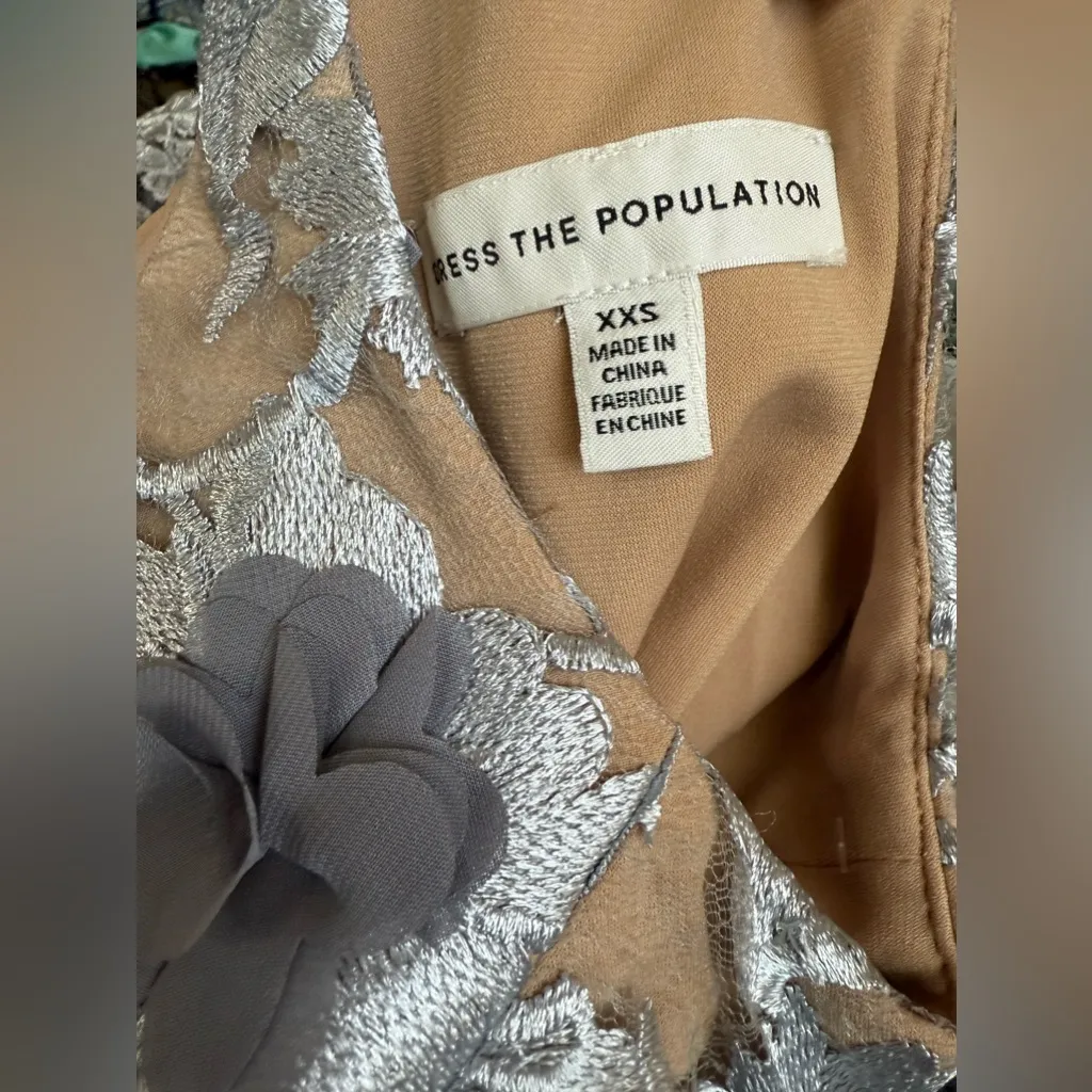 New! Dress the Population Audrey Embroidered Fit & Flare Dress Sz XXS $298 - Image 7