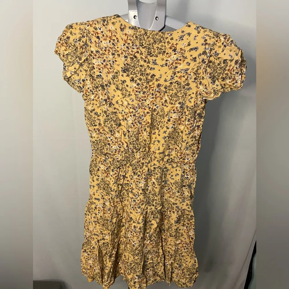 Maurices‎ Babydoll Dress Yellow Floral Short Flutter Sleeve Tiered Ruffle XS - Image 9