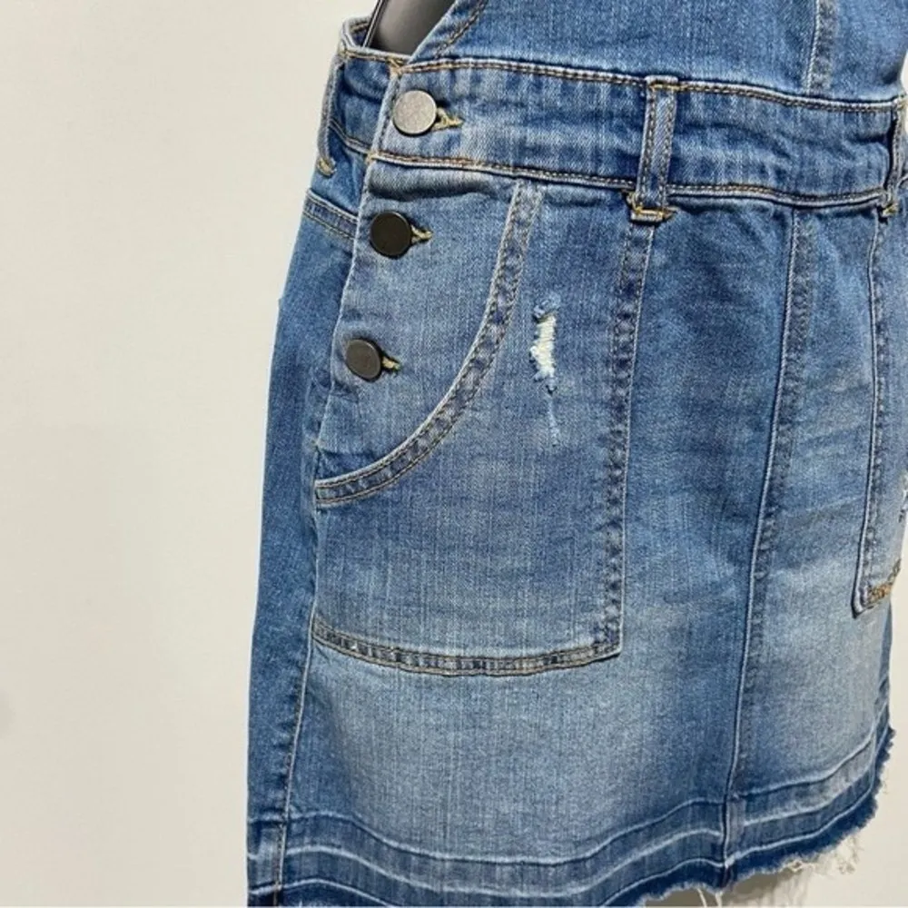 Hot Topic Distressed Denim Skirt Overall Jumper Skirtall Size Small NWT - Image 6