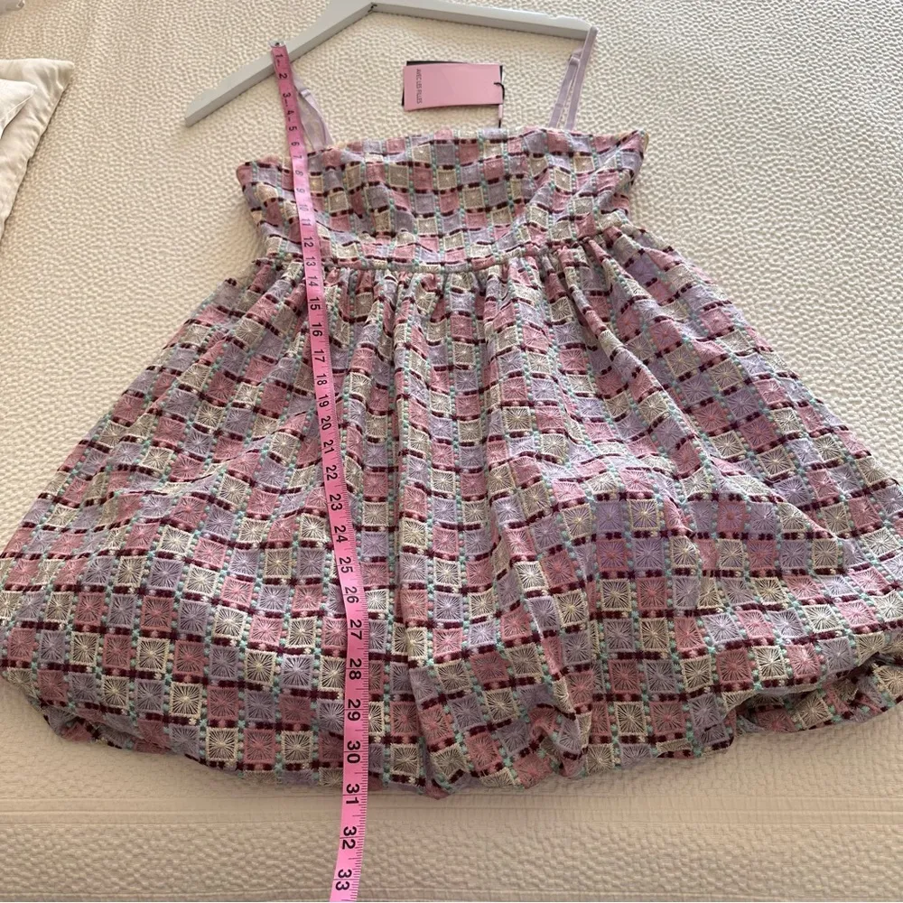 Embroidered Bubble Mini Dress Pink Multi Color SZ 6 - Image 13