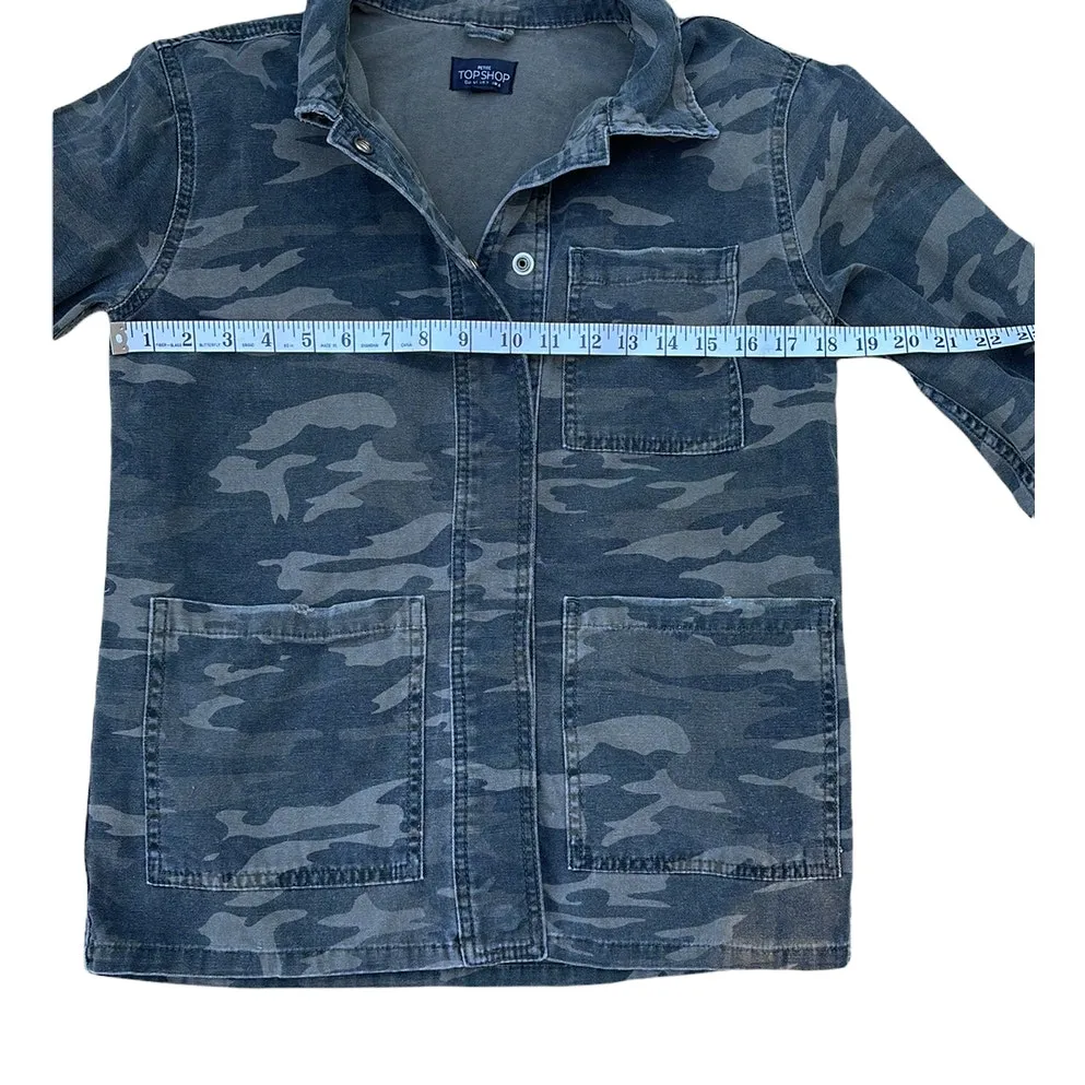 Topshop Camouflage print lightweight jacket size 2 Petite (chest 36) - Image 5
