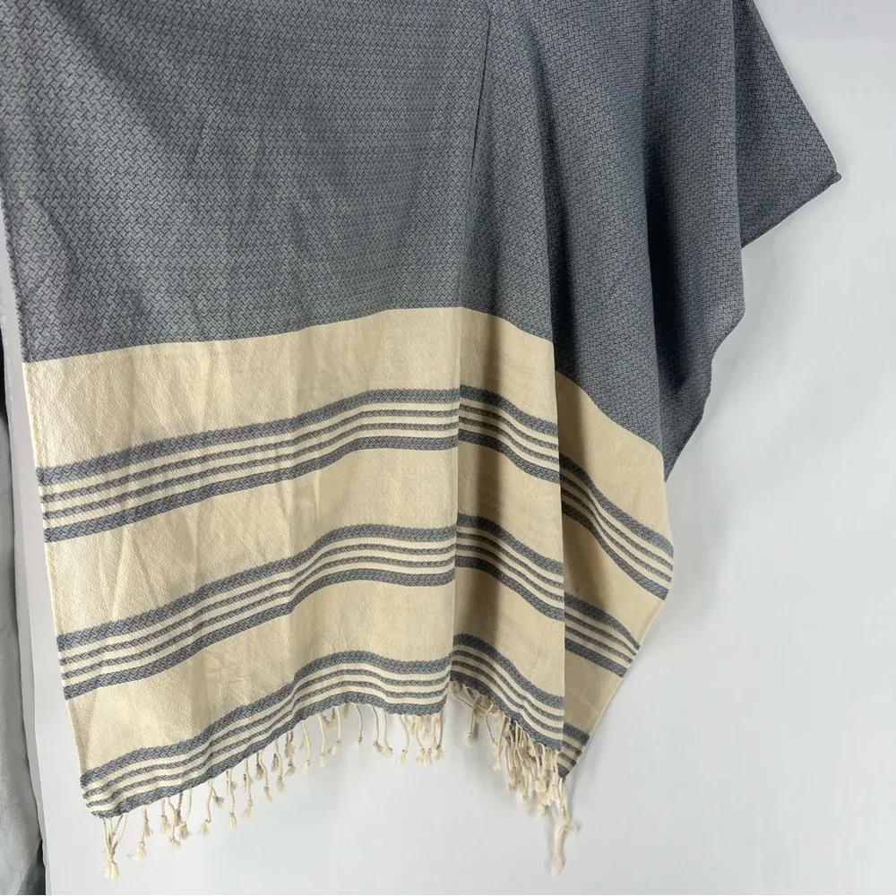 Tribe Alive Handmade Fringe Striped Poncho Western Rustic Boho‎ - Image 5