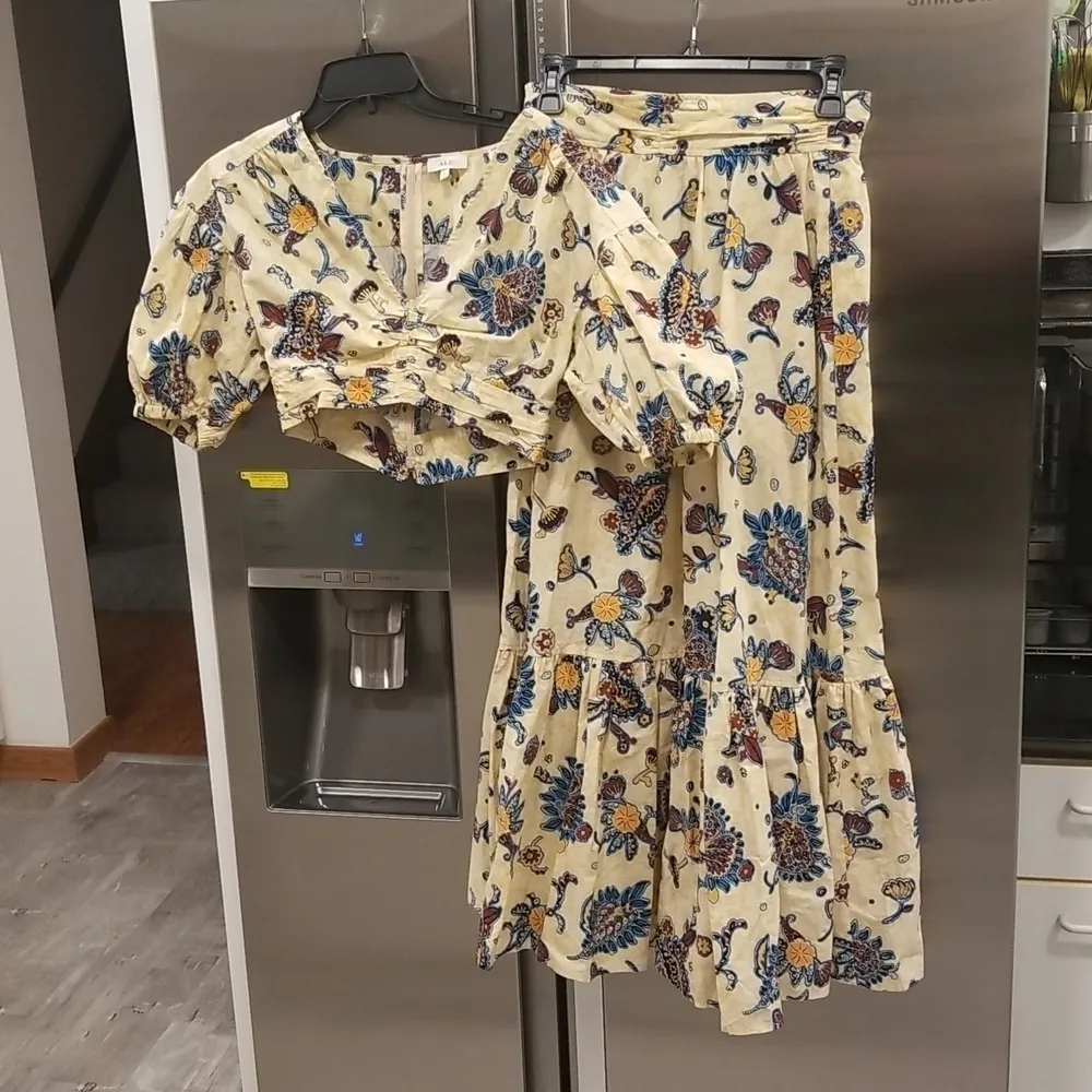 💕A.L.C.💕 Rylan Printed Puff Sleeve Top & Lucie Floral Maxi Skirt  ~ Apricot 2 - Image 13