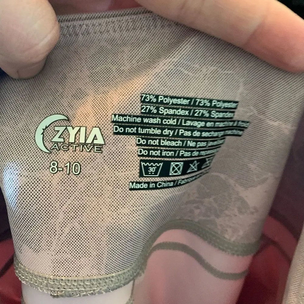 Zyia Pink & gray digital granite marbled light & tight 8-10 leggings - Image 2